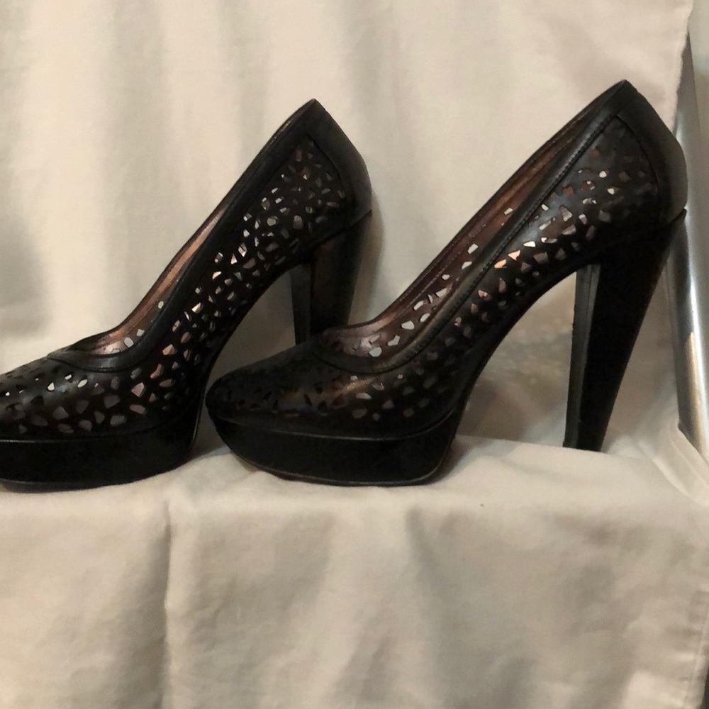 Black cut out platform heels
